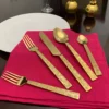 Flatware set of 20 Pieces Golden Egyptian Design - Image 3