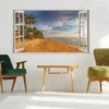 Tropical Paradise 3D Wall Decal, Beach Scenery Window Sticker, Vinyl Wall Art - Image 4