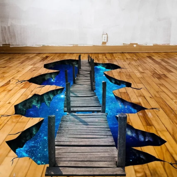 Bridge to Galaxy Floor Decal - 3D Galactic Space-Themed Vinyl Wall Sticker