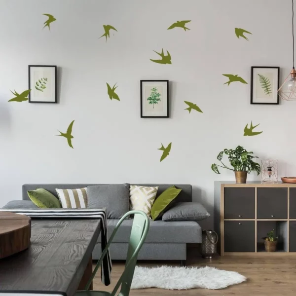 Stylish Bird Themed Wall Decal Sticker Set - Visual Aesthetic Design enhancement