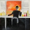 Set of Lady / Gentleman in Bar Original Oil Color Painting - Image 2