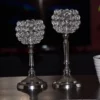 Vibhsa Round Crystal Aluminium Candle Holder Set of 2 - Image 4