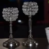 Vibhsa Round Crystal Aluminium Candle Holder Set of 2 - Image 5