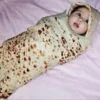 Super Soft Warm Flannel Burrito Blankets 280Gsm Round Shape Airplane Travel Throw Coral Fleece Tortilla Nap Wrap Blankets - Image 11