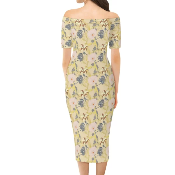 Womens Off The Shoulder Office Lady Dress