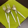 White & Silver Flatware Stainless Steel Set of 20 - Image 4