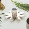 Decorative Silver Flower Candle Holder - Image 2