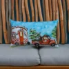 Hand Illustrated Christmas Cravan Holiday Pillow (14"X20") - Image 3