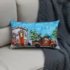 Hand Illustrated Christmas Cravan Holiday Pillow (14"X20") - Image 2