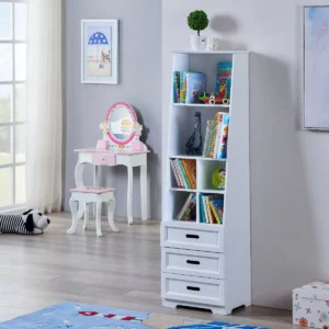 Tall white bookcase with toy storage | Kids bookcase